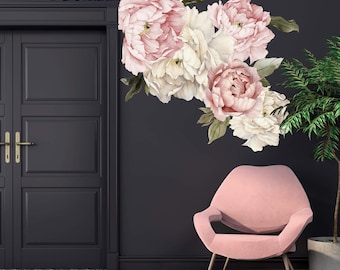 Floral Wall Decal Peel and Stick | Peony Flower Wall Sticker