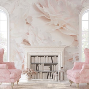 Bright Peony Wallpaper | Light Floral Art Wall Mural | Soft Peonies Bouquet Wallmural image 3