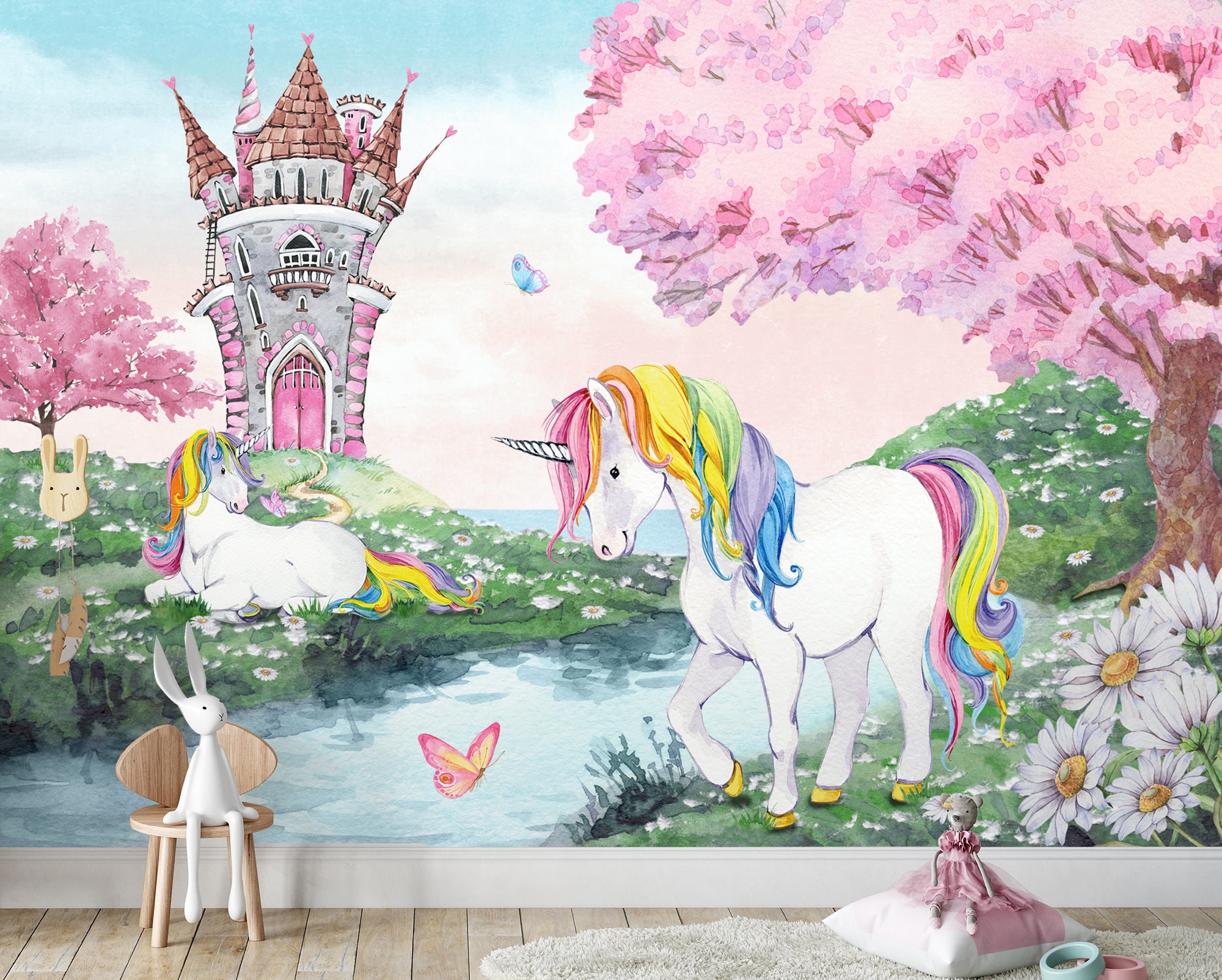 4Sheets Unicorn Wall Decor, Large Size Removable Unicorn Wall Decals S