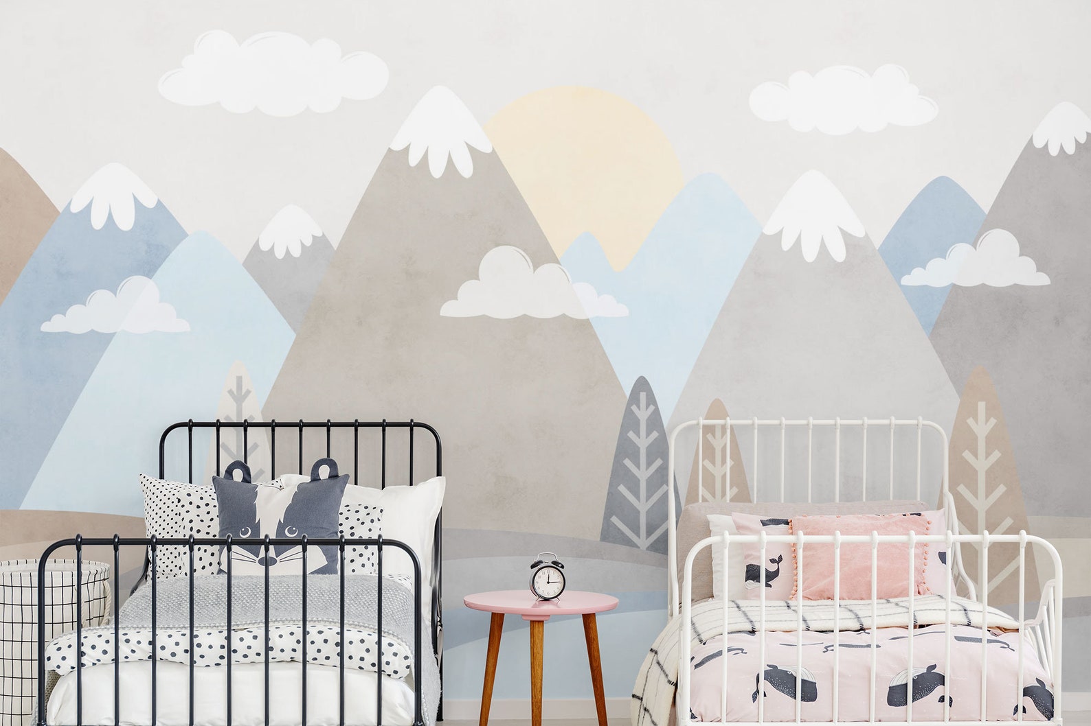 Nursery Mountain Wallpaper Peel and Stick Kids Soft Mountain Etsy