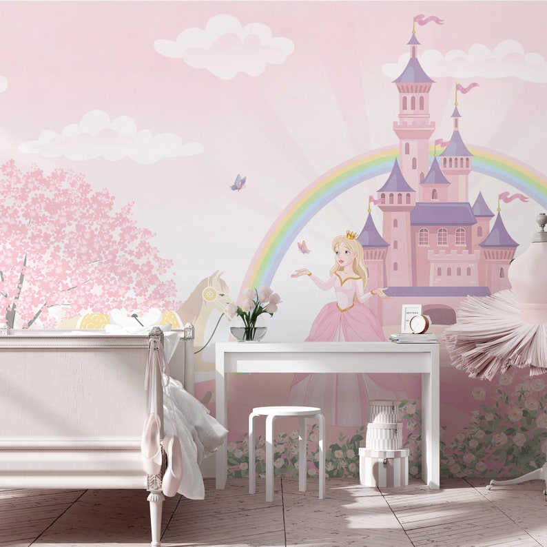 Kids Little Princess Wallpaper Peel and Stick | Pink Fairytale and Cute ...