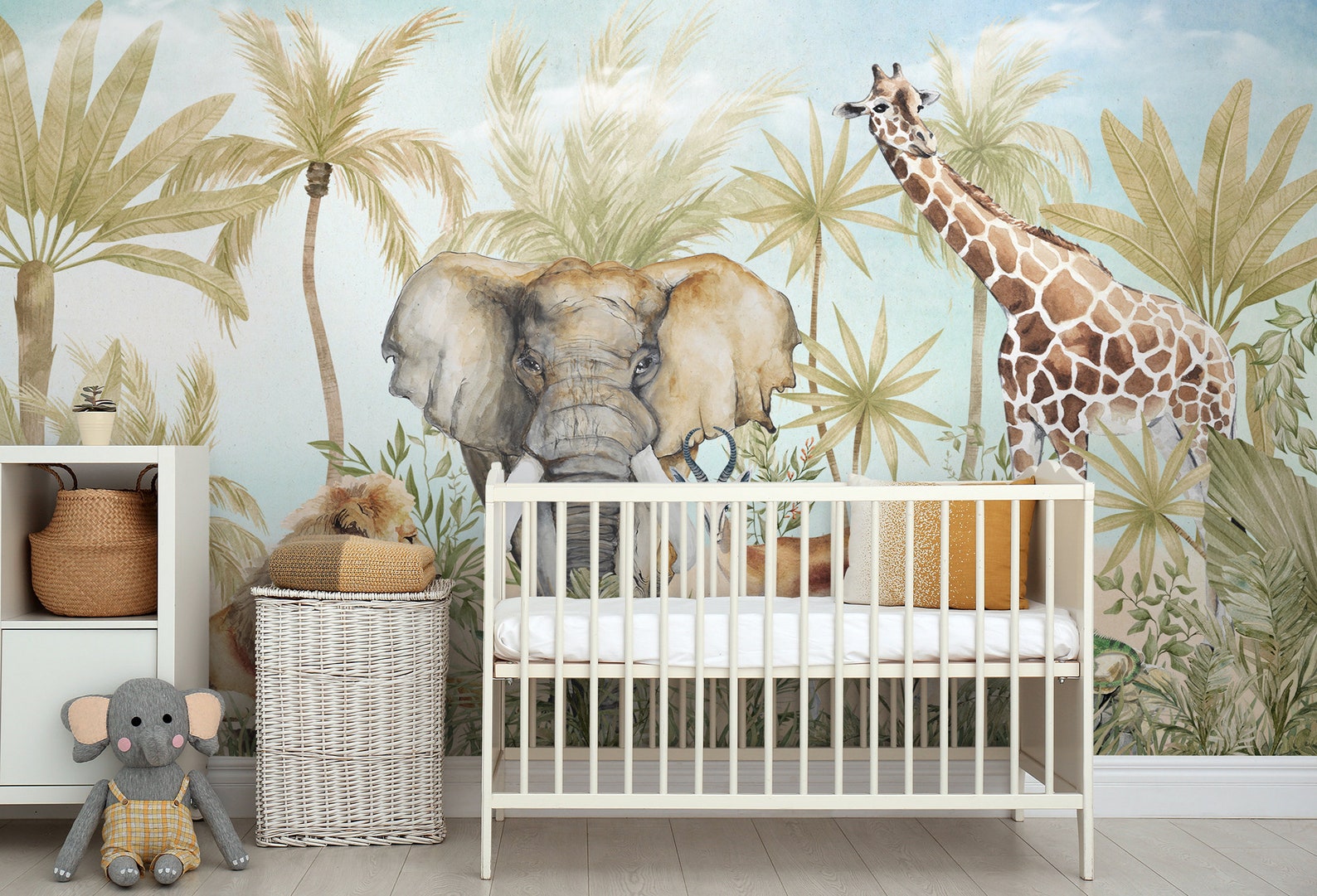 Kids Wallpaper Peel and Stick Watercolor Safari Animals Wall - Etsy