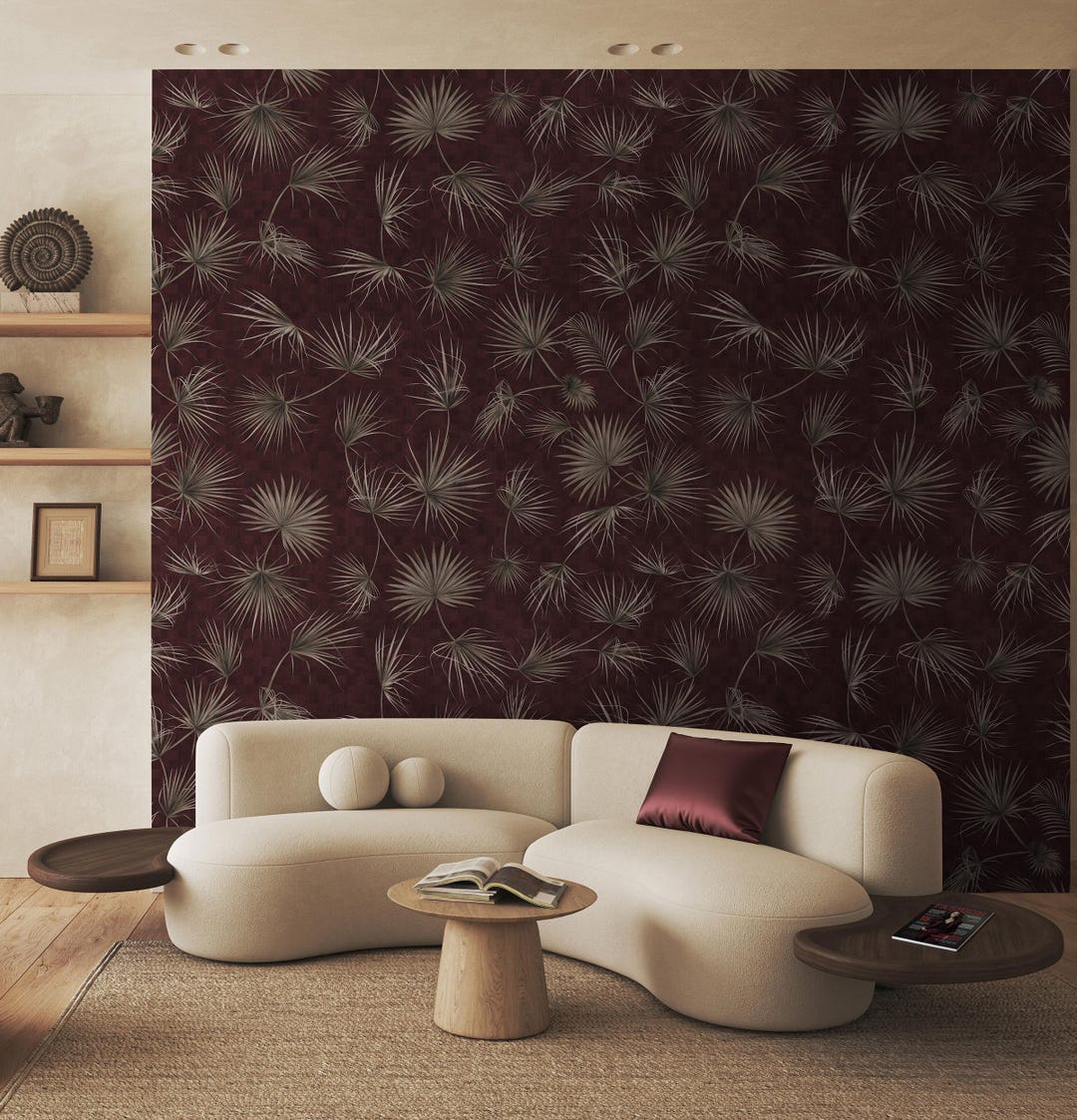 Rustic Tropical Palm Leaves Wallpaper | Elegant Hummingbird Botanical ...