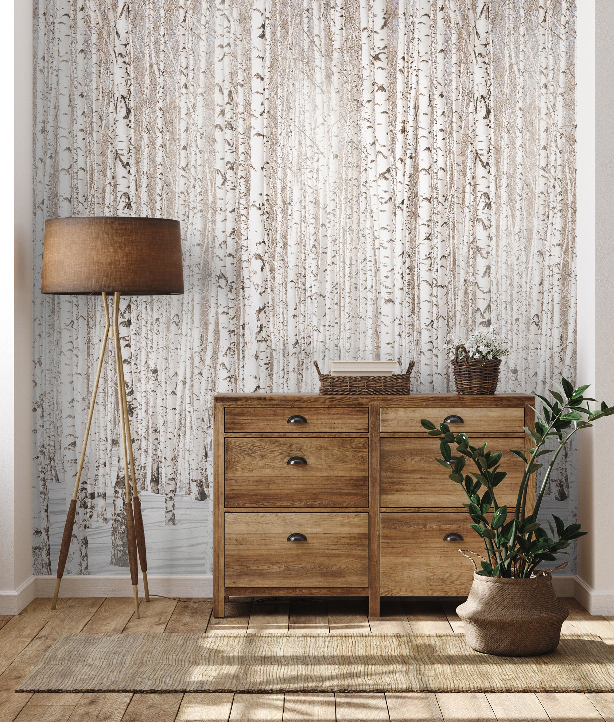 Landscape Wallpaper Peel and Stick Birch Trees Wall Mural - Etsy