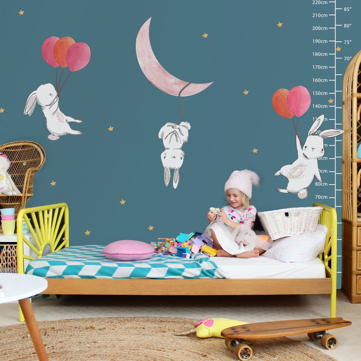 Kids Wall Decal Cute Bunny Wall Sticker With Colorful | Etsy