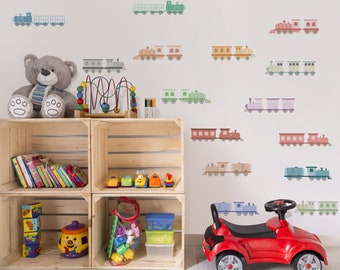 Kids Train Wall Decal | Nursery Railway Transport Wall Sticker | Choo Choo Train Peel and Stick