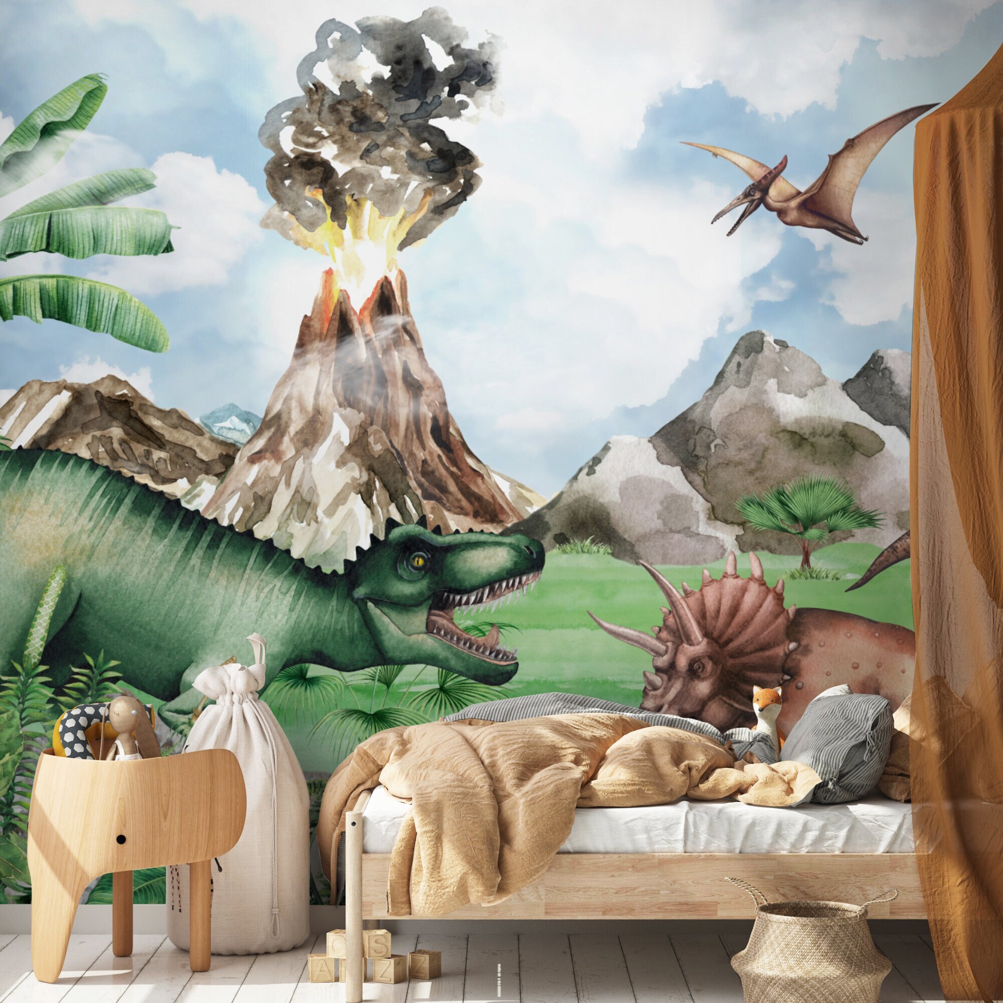 Prehistoric Jurrasic World Cartoon Dinosaur wall mural Nursery Wall