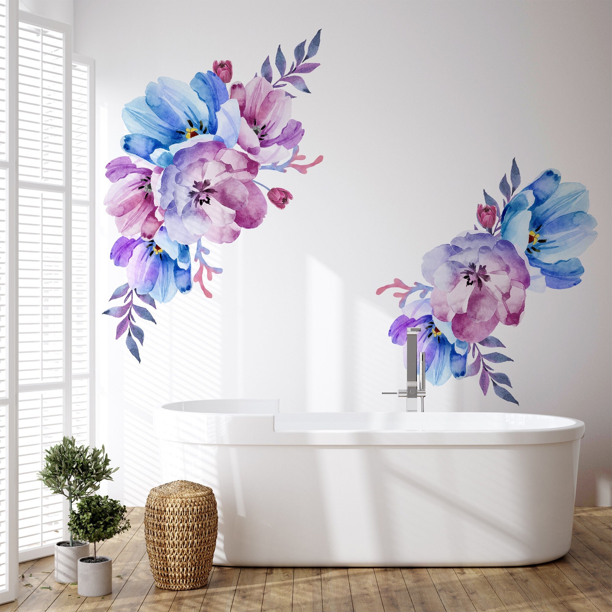 Giant Tulip Design Wall Vinyl Stickers Flower Floral Living Room Murals Decals 