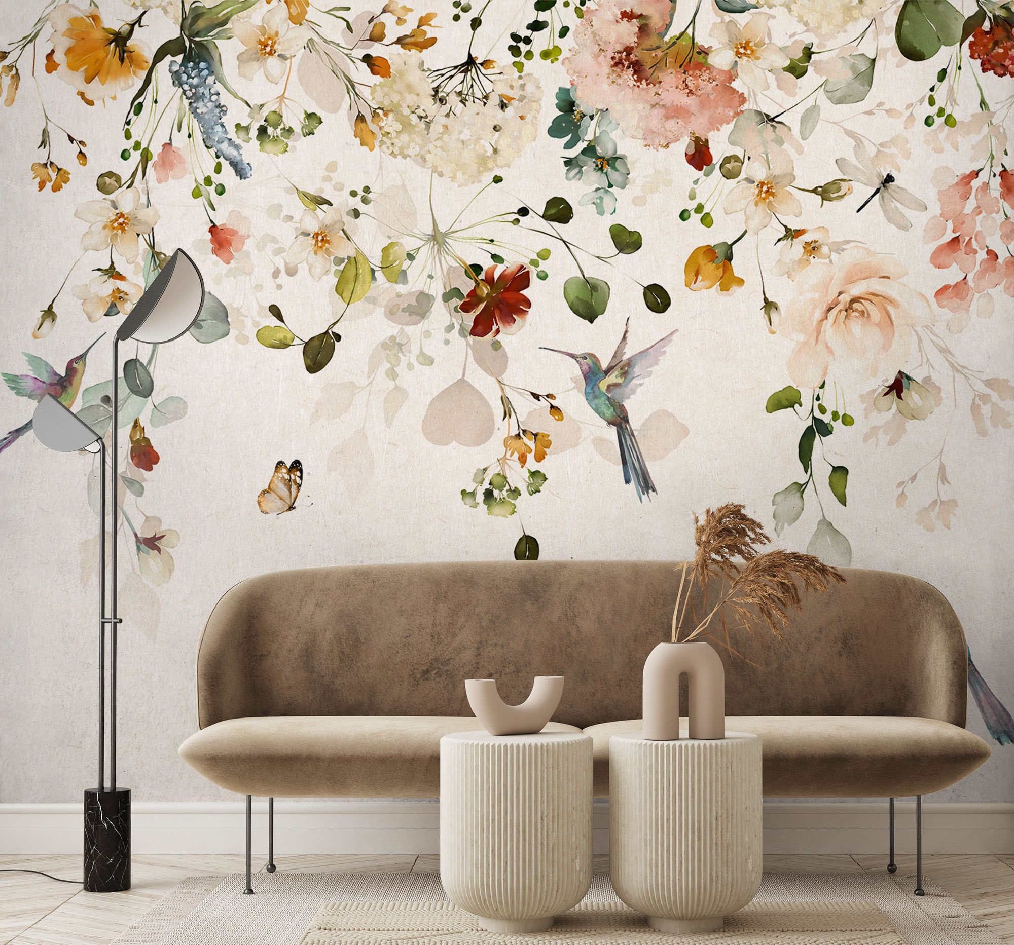 Watercolor Soft Floral Wallpaper Peel and Stick Peony Blossom Wall ...