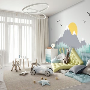 Kids Mountain Wallpaper Nursery Landscape Wall Mural Peel and Stick - Etsy