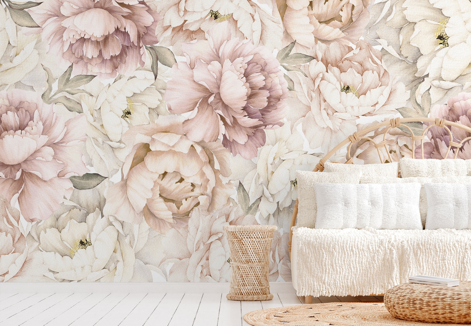 Pastel Peony Wallpaper Peel and Stick Watercolor Soft Floral - Etsy