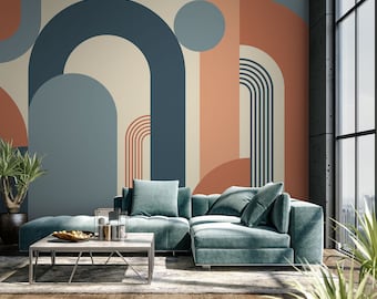 Geometric Wallpaper Boho Arches Wall Mural Peel and Stick Abstract Art Wallpaper
