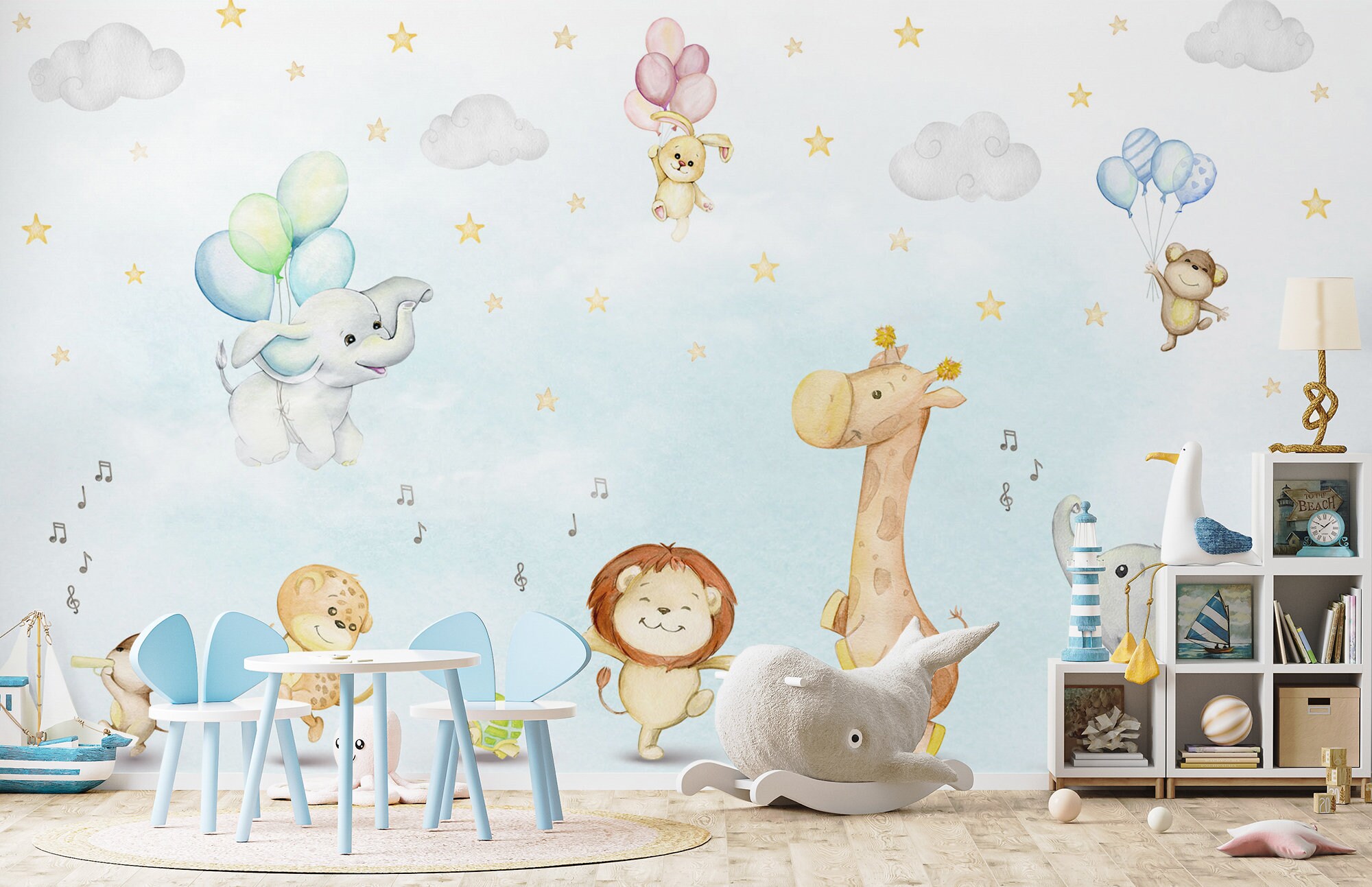 Kids Wallpaper Peel and Stick Cute Safari Animals Dancing Wall Mural - Etsy