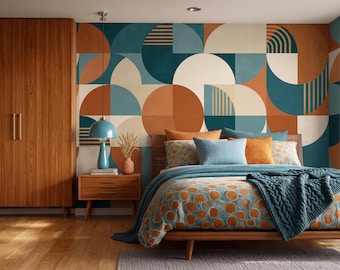 Retro Abstract Arch Shapes Wallpaper | Colorful Stylish Geometric Wall Mural