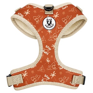 Surf Adjutable Dog Harness for Small and Medium Dogs, Palm Tree Puppy Harness, Cute Beach Dog Accessories