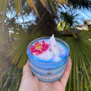 Chantilly candle / flower candle / lotus flower / natural candle / soy wax / blue candle