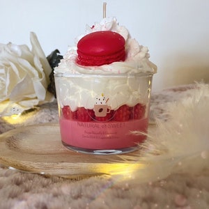 Vela gourmet femenina / vela de macarrón / vela de crema batida / vela natural / cera de soja / vela rosa