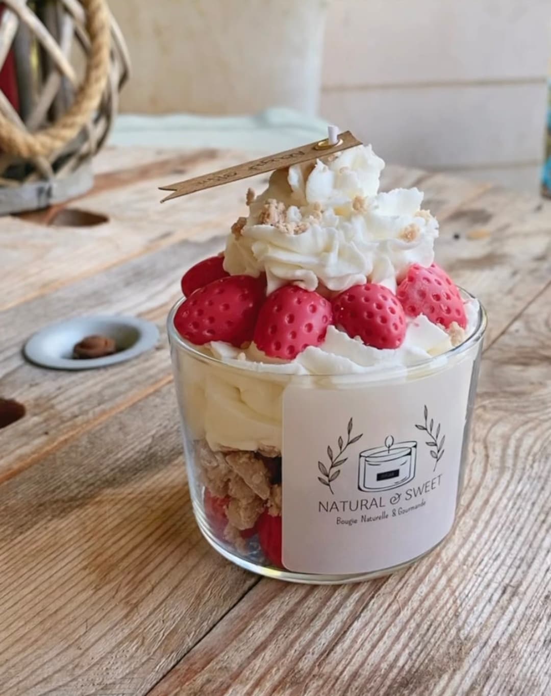 Bougie fraise gourmande – parfum sucré – fait main