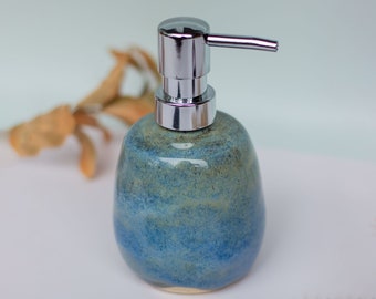 Handmade ceramic soap dispenser, shampoo dispenser, nautical bath decor