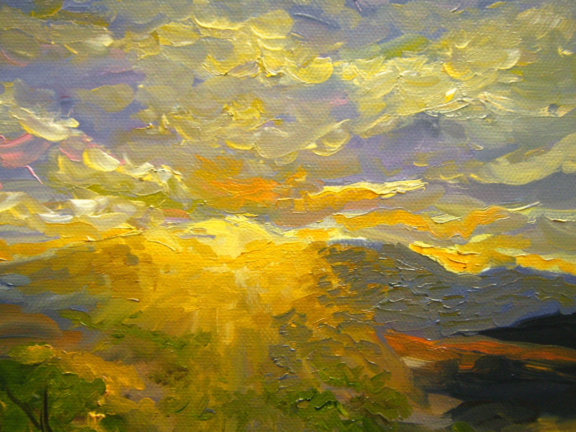 West Virginia Painting Original Canvas Art Sunset Hills Etsy