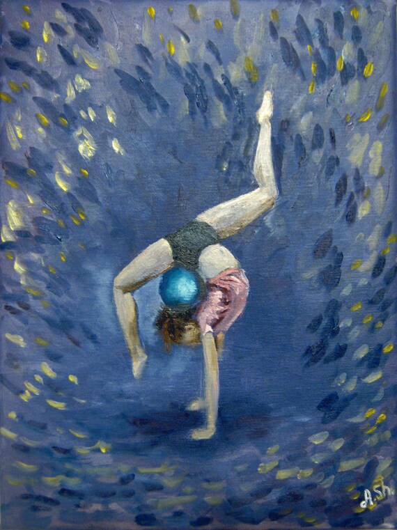 Gymnastics Painting Original Canvas Art Artistic Dancer Wall Etsy