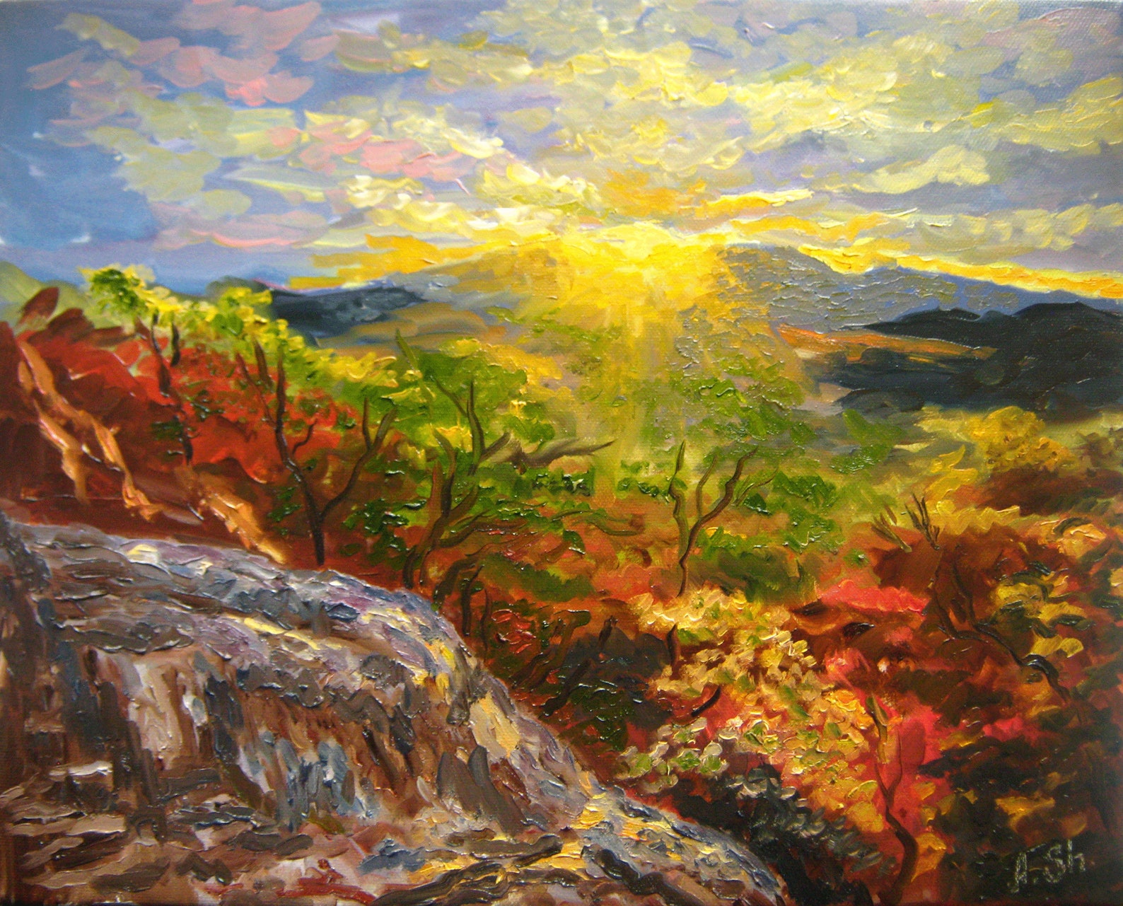 West Virginia Painting Original Canvas Art Sunset Hills Etsy