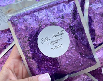 Chunky Glitter Mix - ‘Electric Amethyst’ Purple Glitter for Tumblers - 2oz/56g