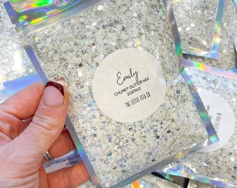 Glow in the Dark Chunky Glitter Mix | ‘Emily’ | White to Blue, 2oz