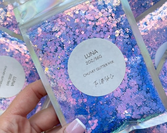 Chunky Glitter Mix - ‘Luna’ Iridescent Purple Glitter - 2oz/56g