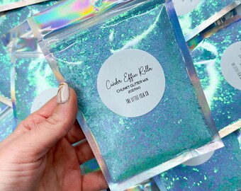Chunky Iridescent Pastel Blue Glitter Mix | Solvent Resistant PET for Tumblers (2oz/56g)