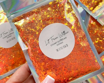 Chunky Glitter Mix | Iridescent Orange PET Glitter for Snowglobe Tumblers 2oz/56g