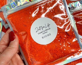 Orange Chunky Glitter Mix | Glossy Bright Bold | Solvent Resistant PET Glitter for Snowglobe tumblers 2oz/56g