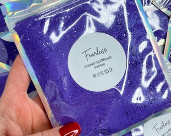 Chunky Glitter Mix | ‘Fearless’ Glossy Purple | Solvent Resistant PET Glitter, 2oz/56g