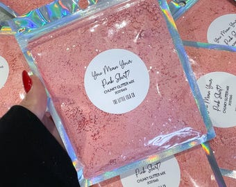 Chunky Glitter Mix | Glossy Bright Pink Solvent Resistant PET Glitter for Snowglobe Tumblers 2oz/56g