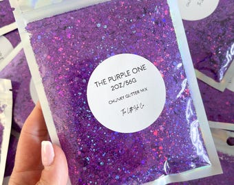 Purple Holographic Chunky Glitter Mix – 2oz/56g Tumbler Glitter