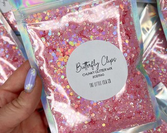 Chunky Pink Holographic Glitter Mix PET Glitter  for Tumblers (2oz/56g)