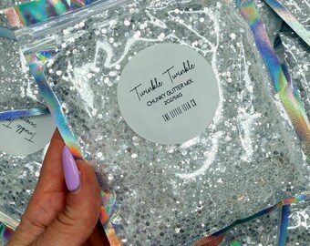 Silver White Chunky Glitter Mix – 2oz/56g