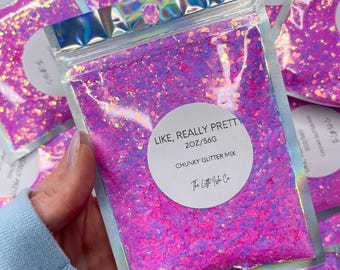Chunky Glitter Mix - ‘Like, Really Pretty’ Pink Iridescent Glitter for Tumblers - 2oz/56g