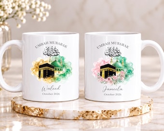 Personalised Umrah Mubarak Mug | Custom Islamic Gift | Umrah Journey Gift | Muslim Gift | Kaaba Green Dome Mug | Umrah Mug
