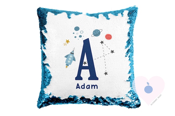 Personalised Sequin Cushion for Boys Eid Gift Name and Initial Boys Blue Sequin Cushion Cover Birthday Present Etsy UK