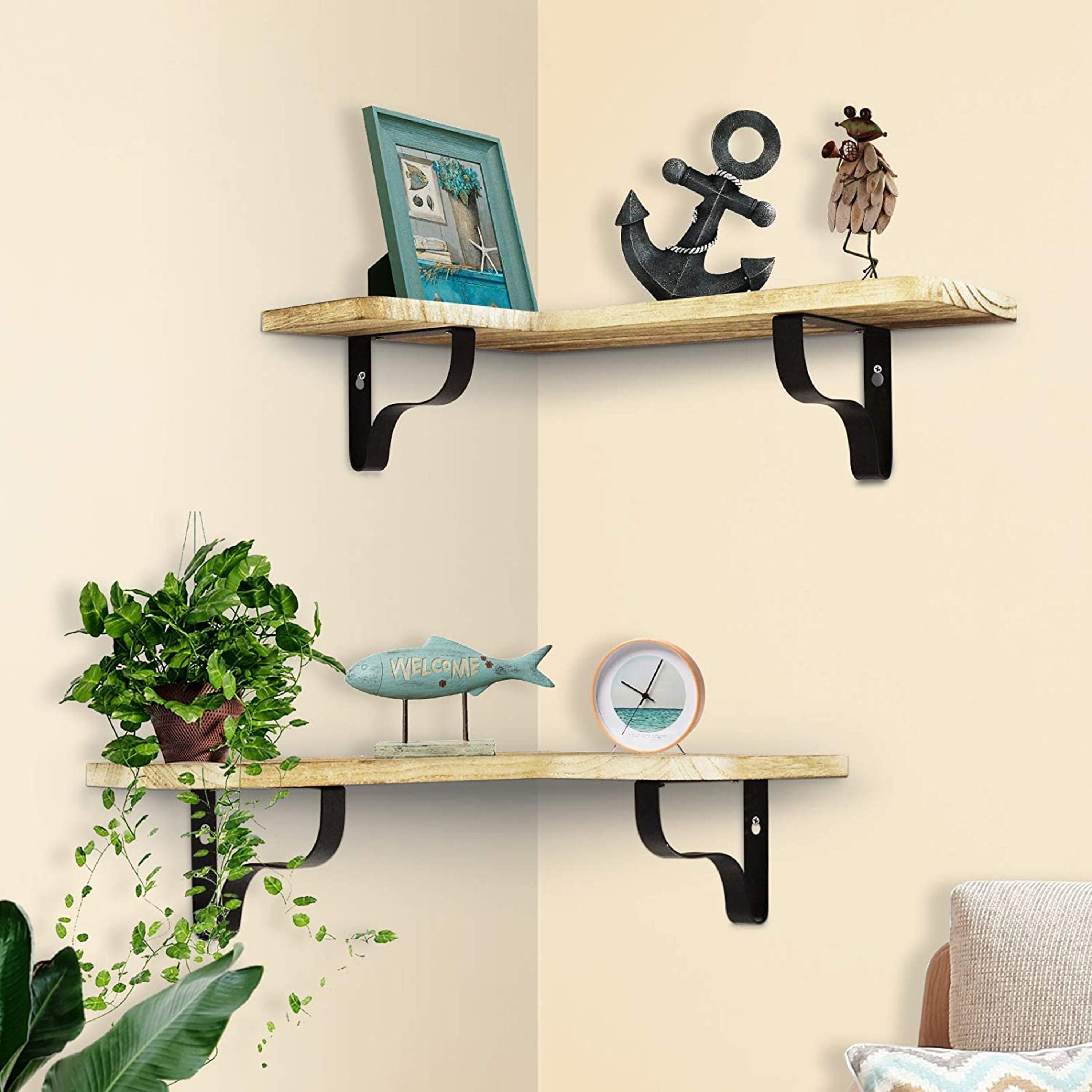 Estante de pared de esquina madera rústica estantes flotantes | Etsy