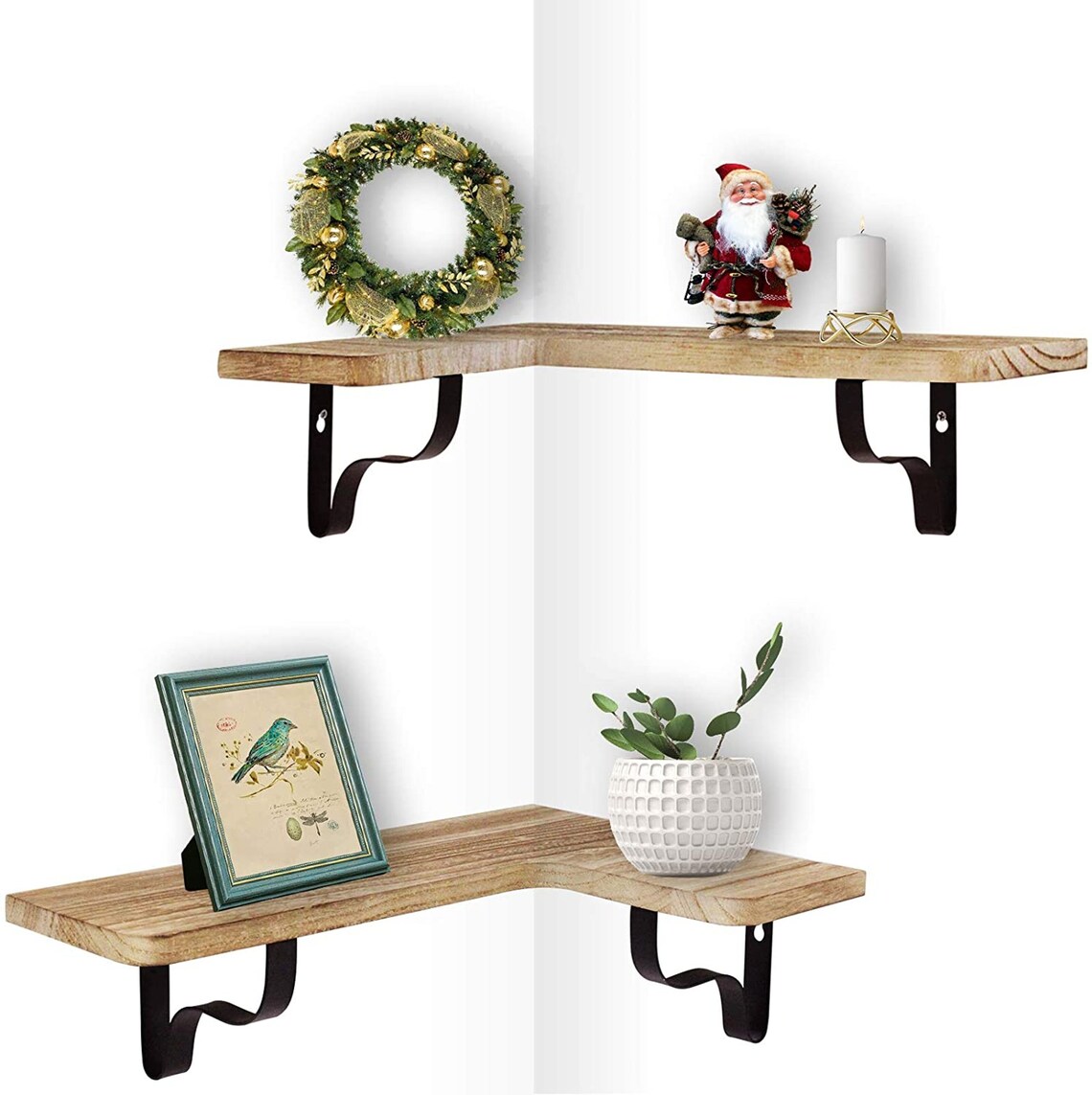 Corner Wall Shelf Rustic Wood Corner Floating Shelves Wall Etsy