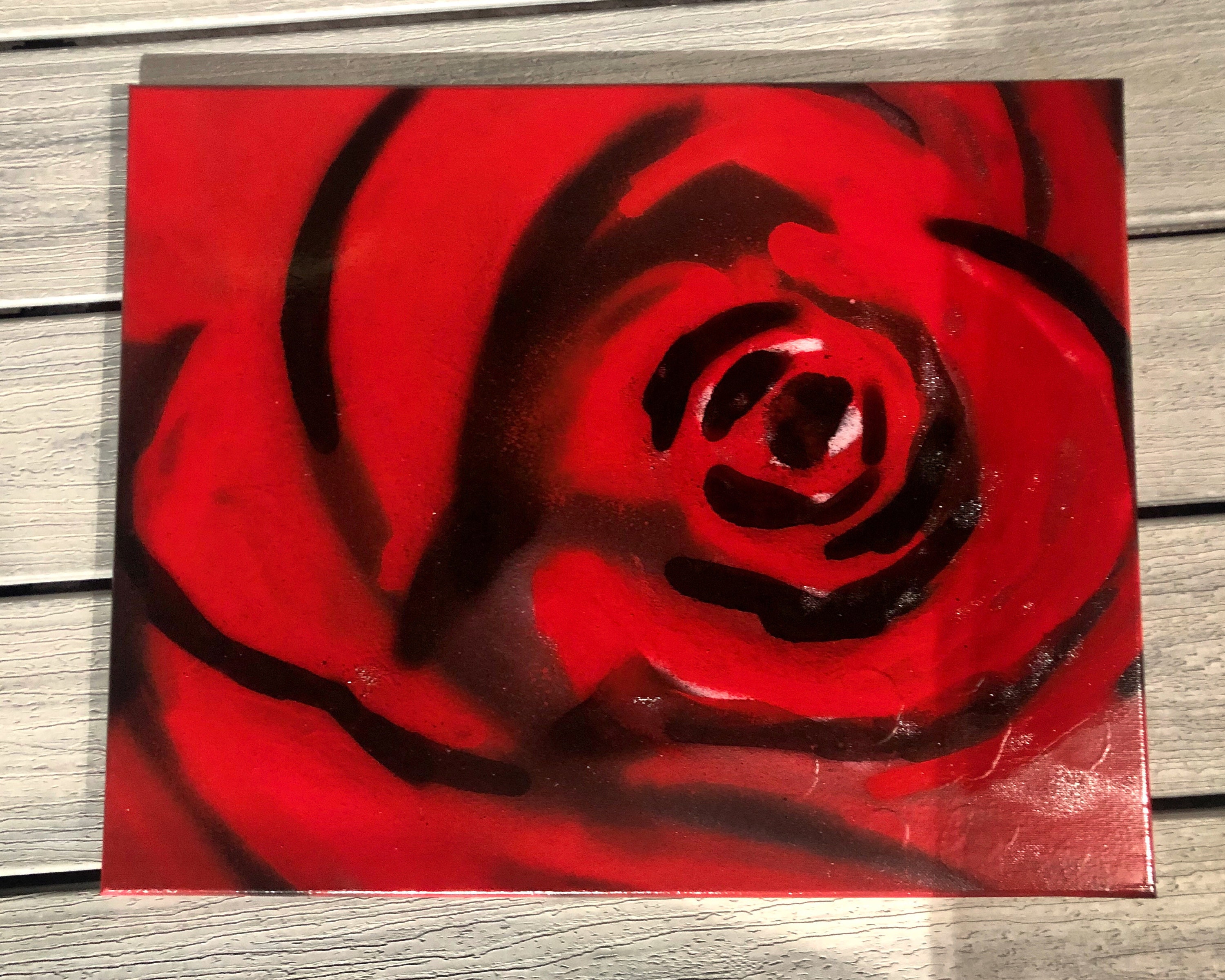 Spray Paint Art Rose 16 x 20 Etsy