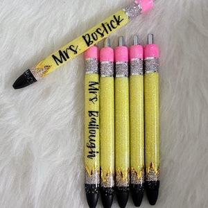 Teacher Pencil Pen Glitter Refillable Gel Pen