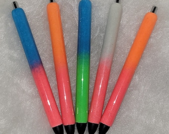 Custom Glow In The Dark Glitter Refillable Gel Pen