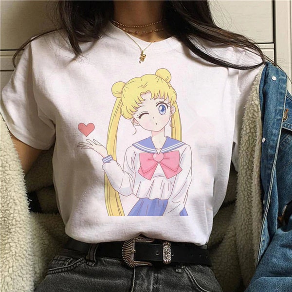 Vintage Anime Shirt Harajuku Clothing Kawaii Clothing, Anime Shirt Anime Clothing  Japanese Shirt Unisex Aesthetic Tee