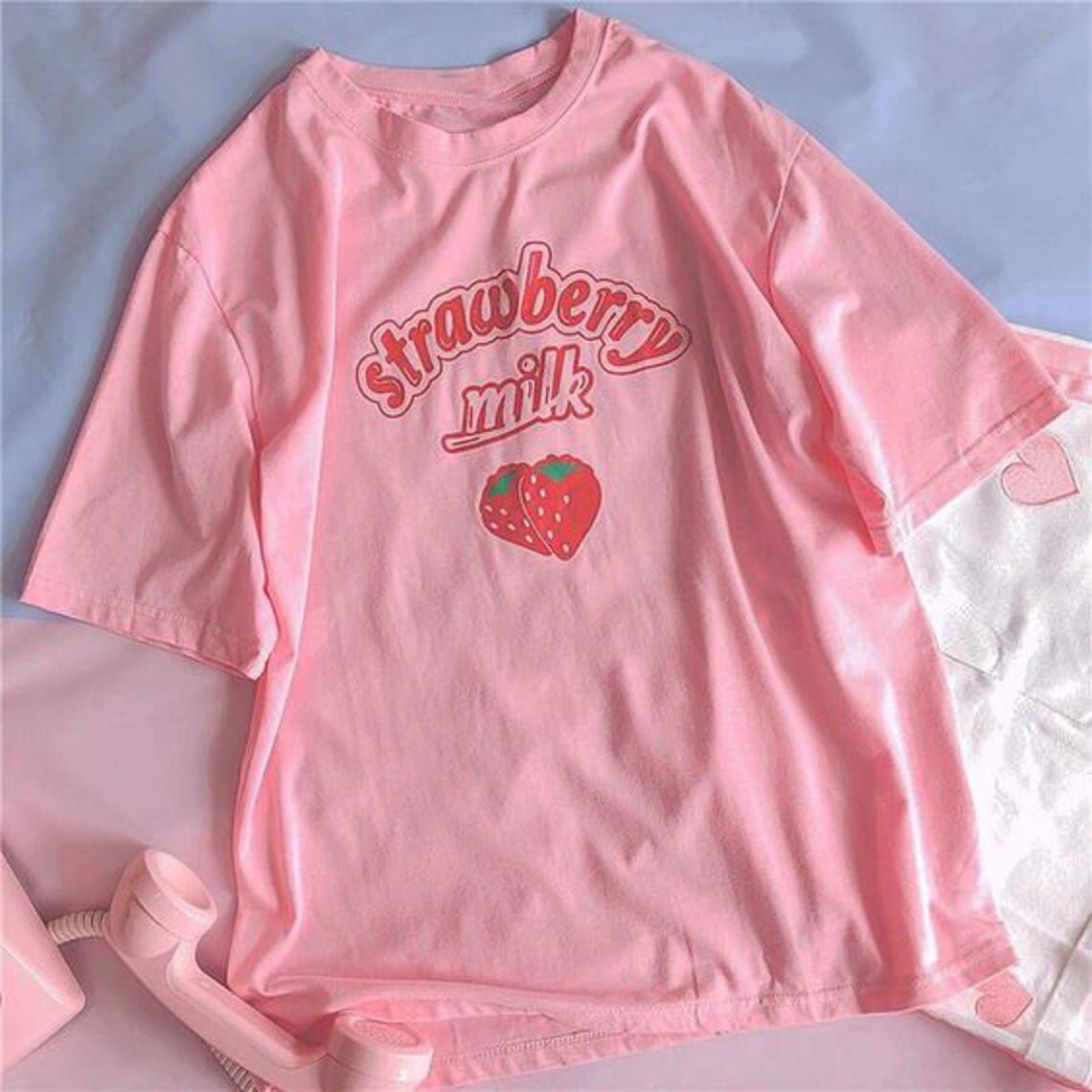 strawberry milk pink shirt