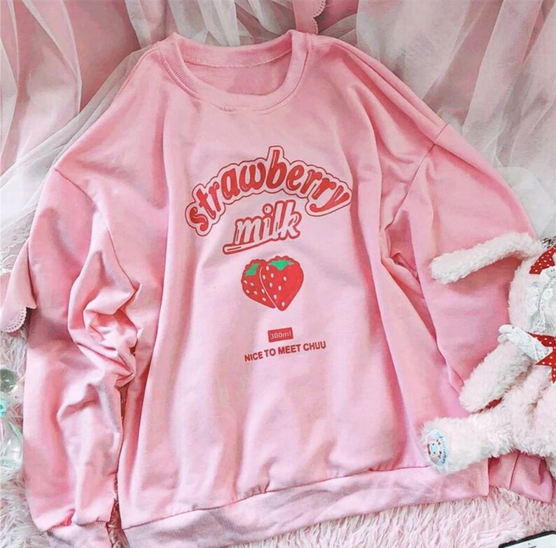 Strawberry Milk Sweatshirt Kawaii Clothing Kawaii Sweatshirt Etsy