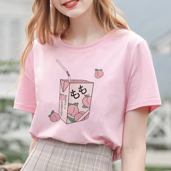 Peach Milk Shirt, Harajuku Clothing, Harajuku, Kawaii Shirt, Anime Shirt,  Harajuku Shirt, Banana Milk, Aesthetic Milk Tees, Strawberry Milk 