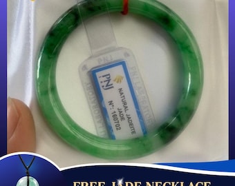 Brazalete rígido de jade PNJ certificado de 47-75 mm, joyería de jade verde natural para hombres, mujeres, abuelas, hermanas: estilo y elegancia atemporales.